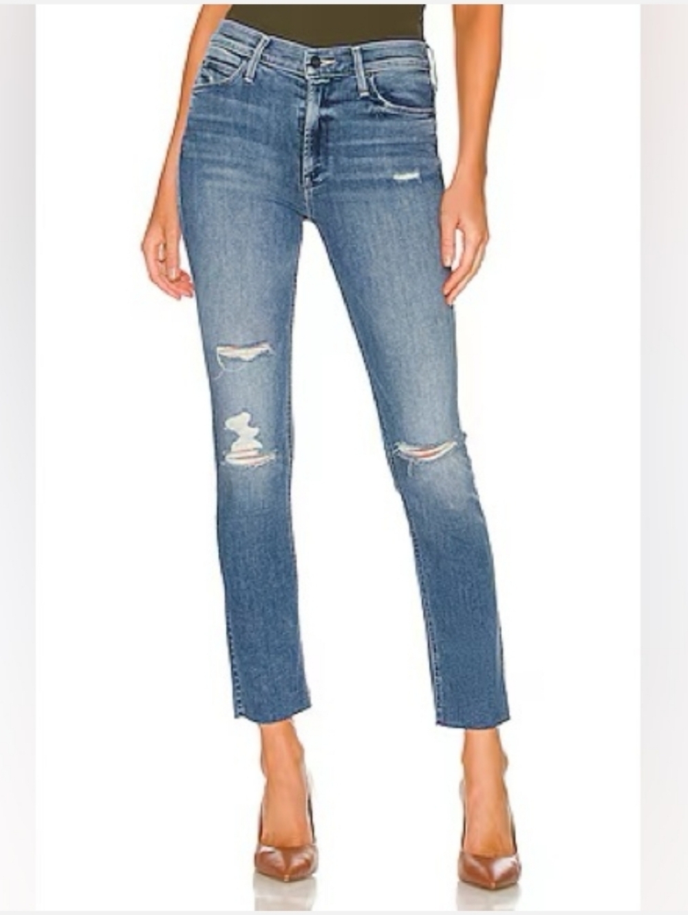 Mother "The Mid Rise Dazzler Ankle Fray" jeans in the Weekend Warrior wash Sz 25